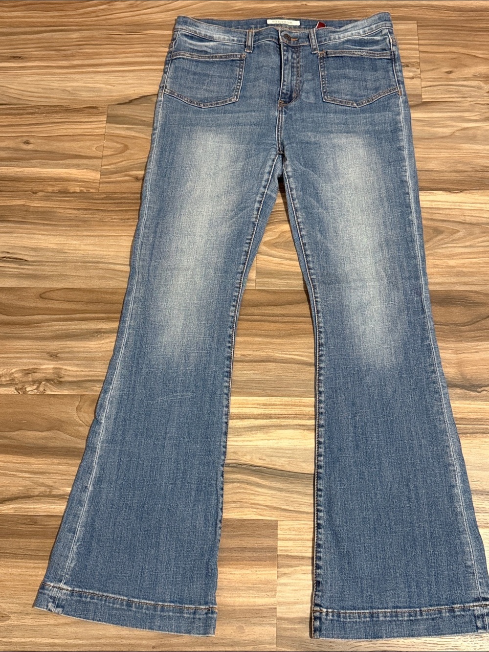 Stetson Womens Flare Jeans Size 14 Long Inseam High Rise Medium Wash Western